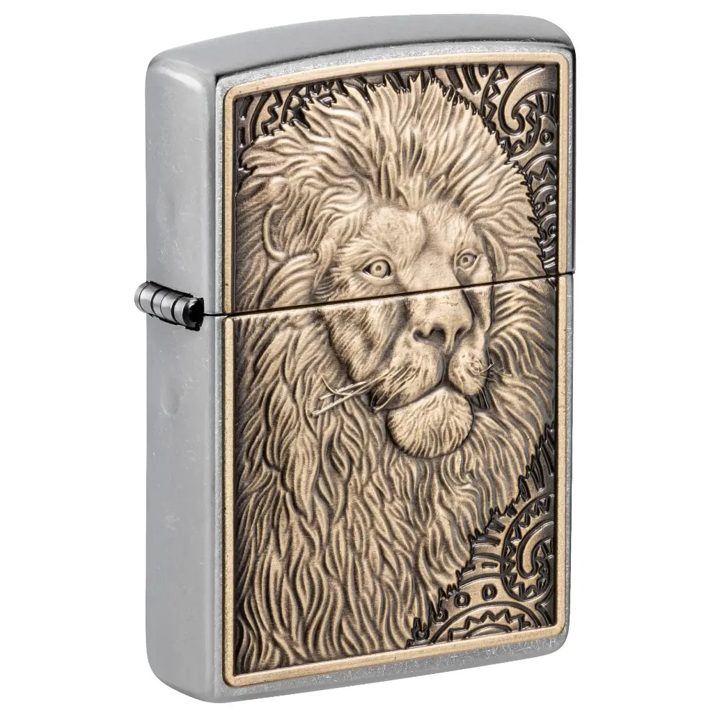 Zippo lion metallic emblem Street Chrome 47171