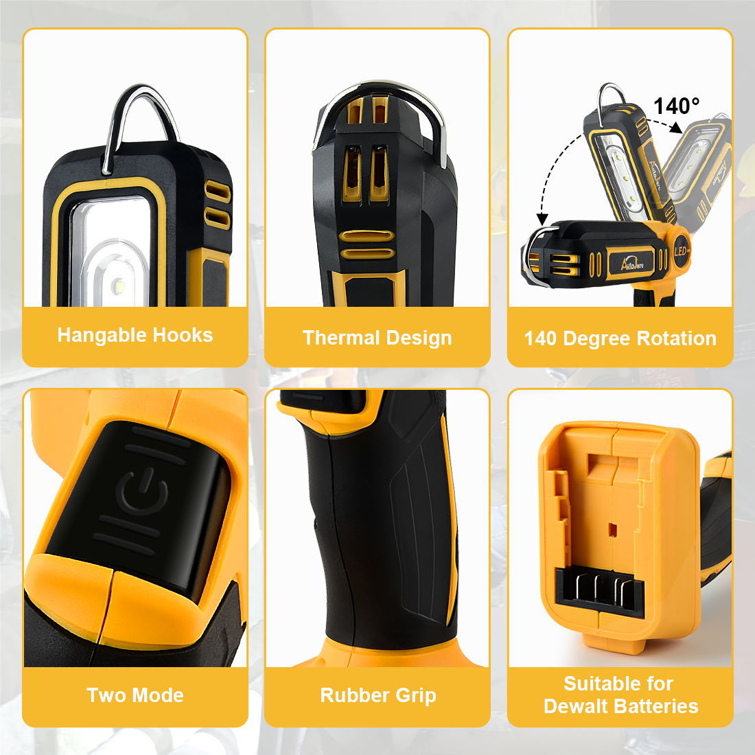 30W 3000LM Cordless LED Flashlight Work Light Powered for DeWalt 20V MAX Battery