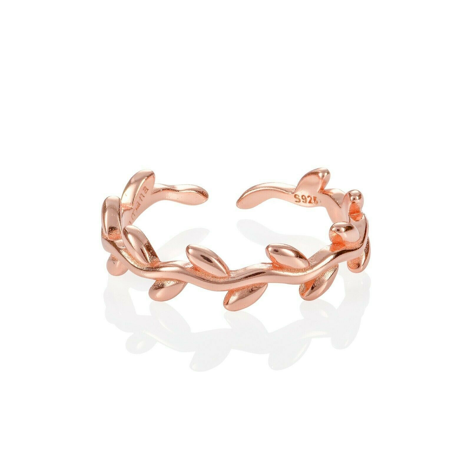 Adjustable Rose Gold Toe Ring for Women in a Leaf Pattern
