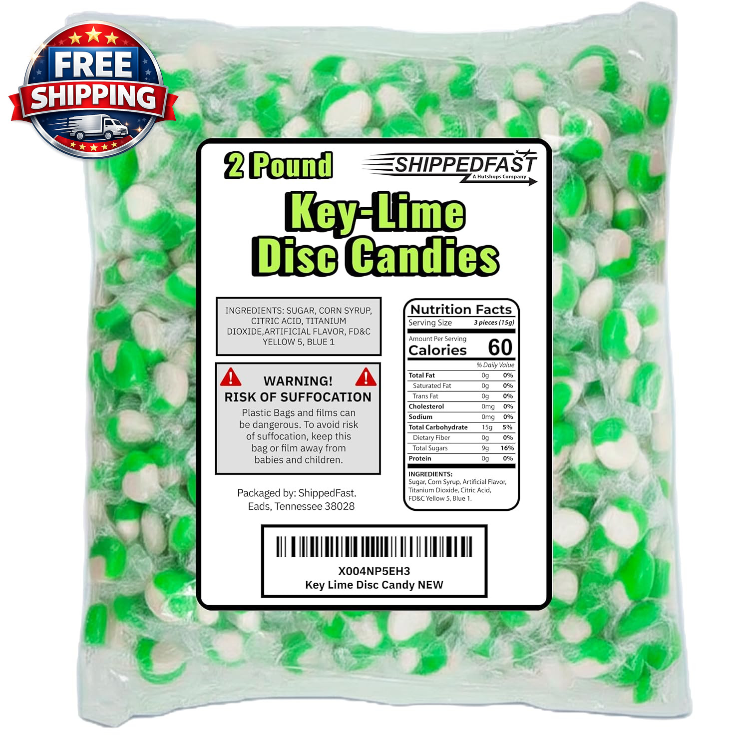 Key Lime Candies, Individually Wrapped Hard Candy, 2 Pound Bag