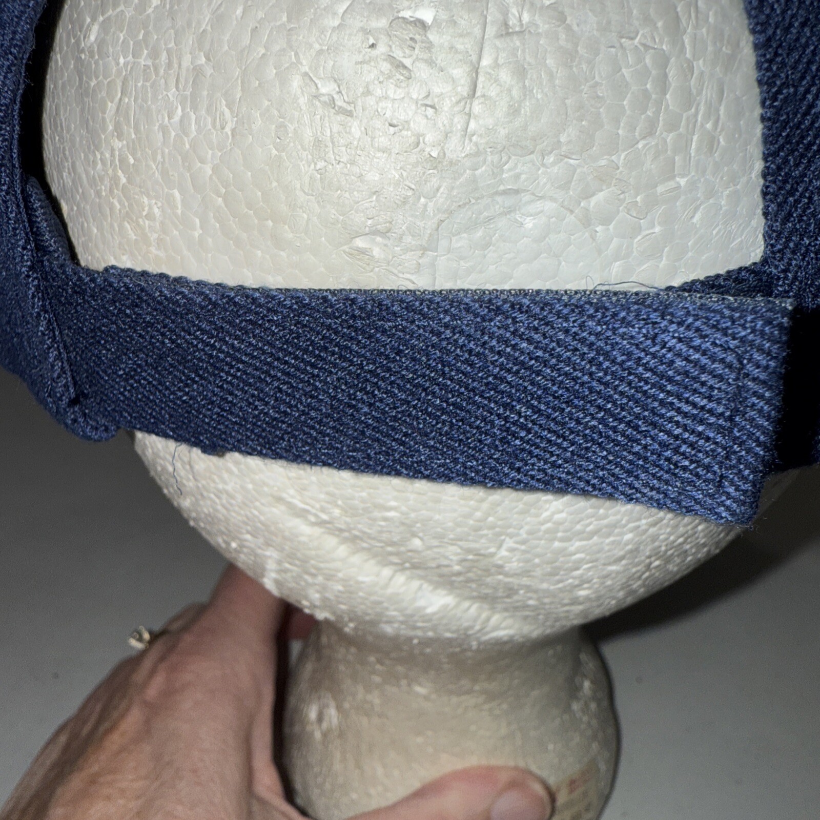 “Just Beer Me” w Foaming Beer Mug on Navy and Brite Blue Hat Cap Hook Loop EUC