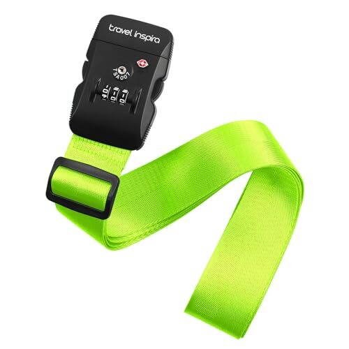 Luggage Straps with TSA Combination Lock - Adjustable, Easy Fluorescent Green