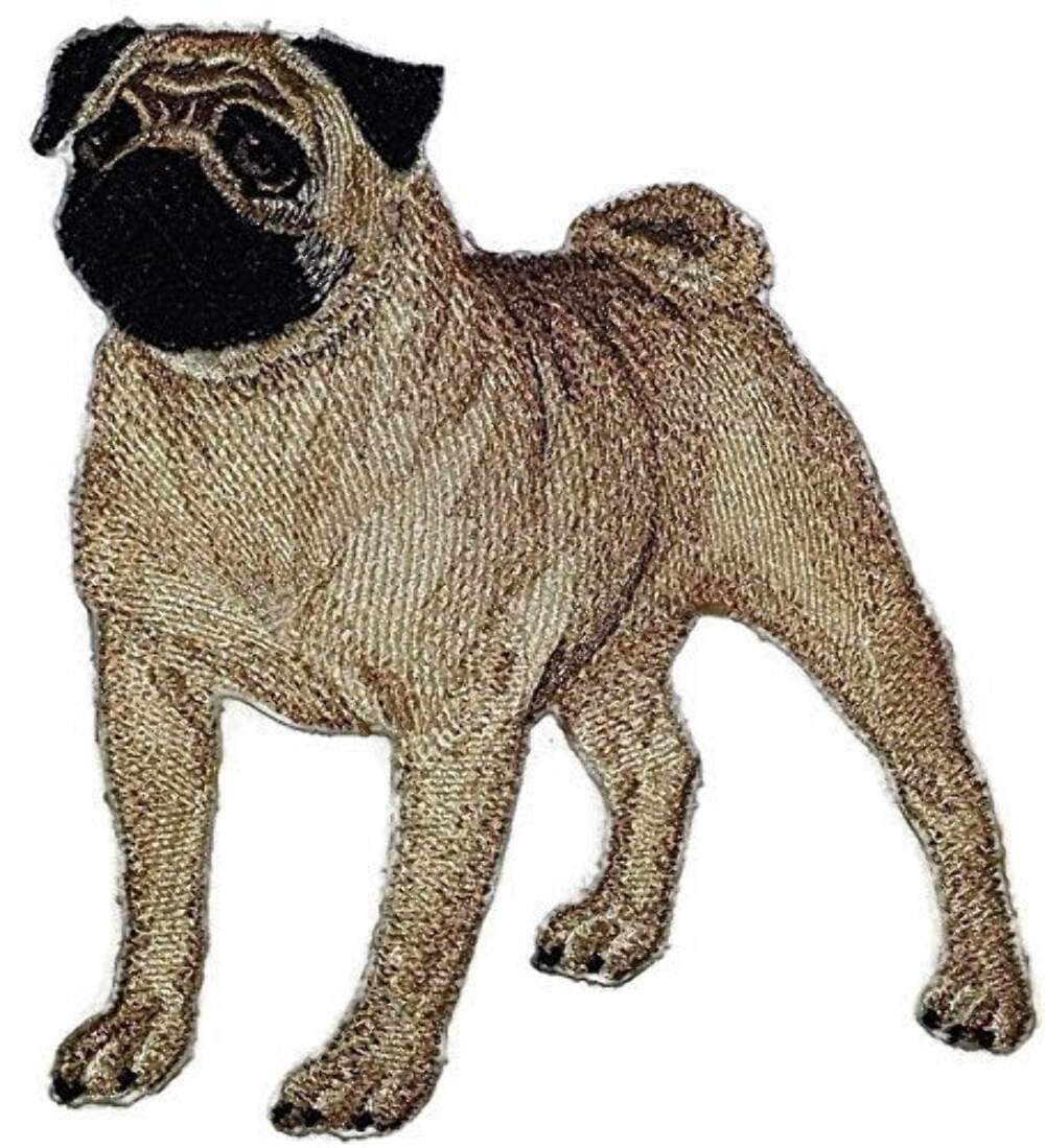 Amazing Custom Dog Portraits [Pug ] Embroidered Iron On/Sew Patch (6" x 5.5")[Ma