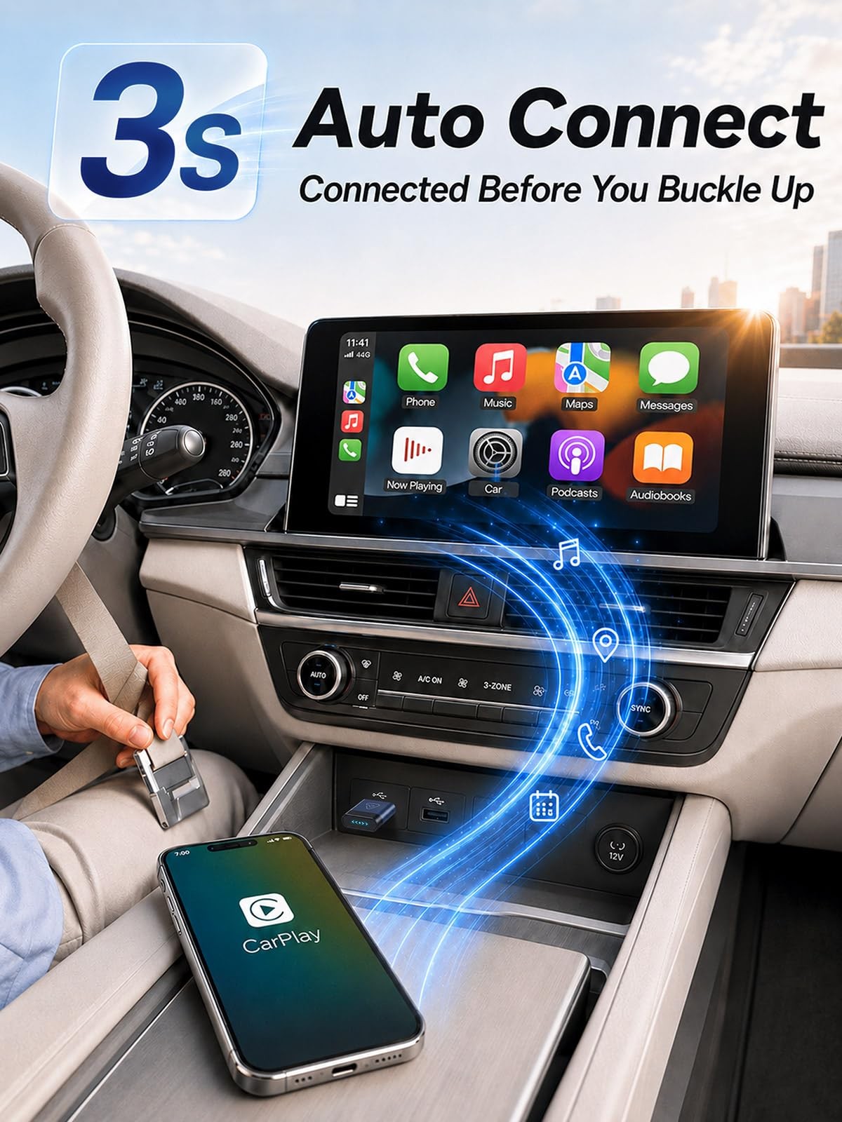 2026 USB Wireless CarPlay Adapter For iPhone Apple Wireless Dongle Plug ＆ Play