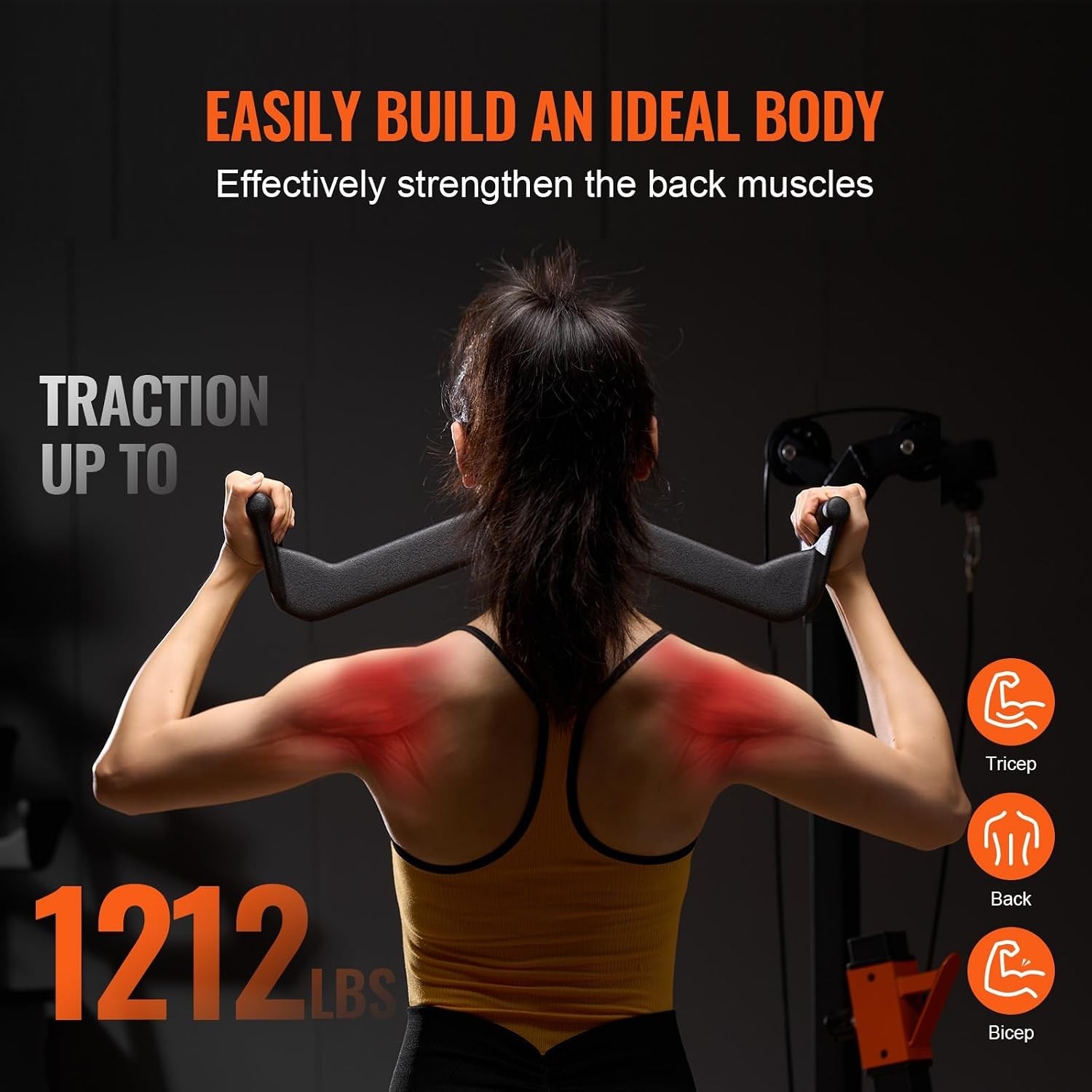 Solid Steel Cable Machine T-Bar & V-Bar Tricep Pull Down Bar for Home Gym