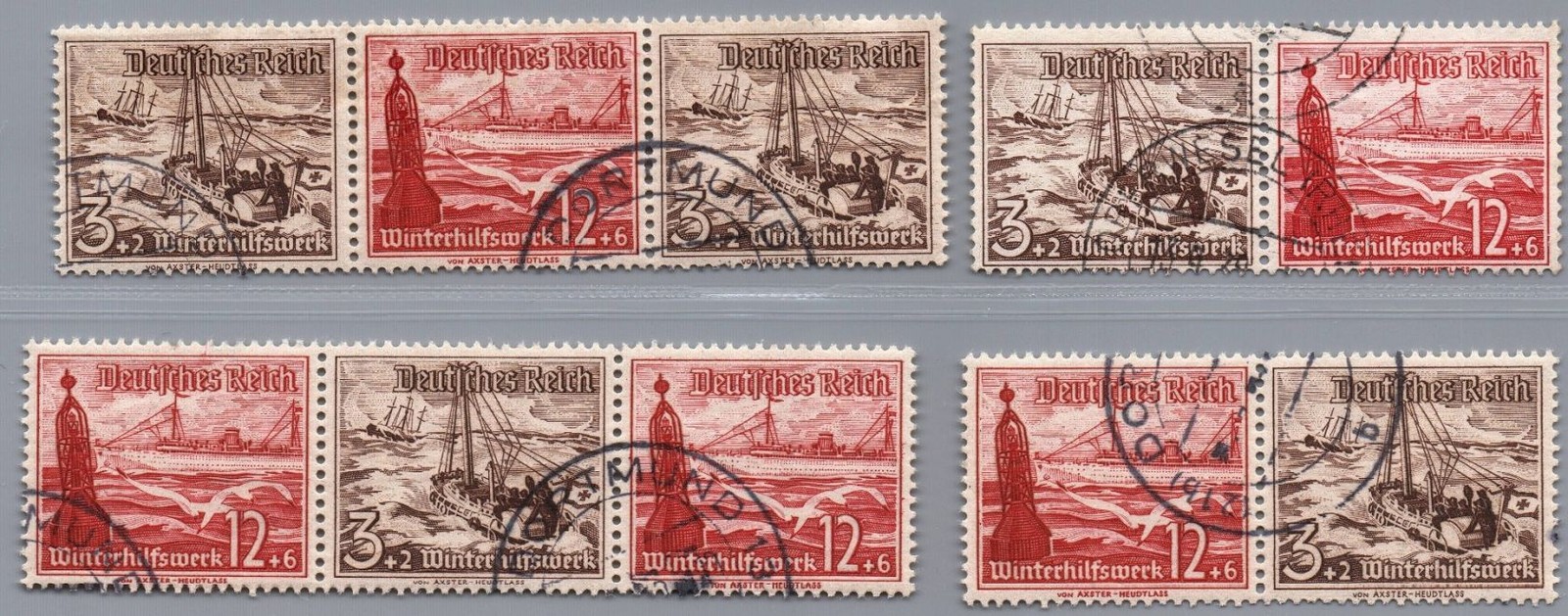 Dt. Reich se-tenant Michel no. W131-W134 stamped