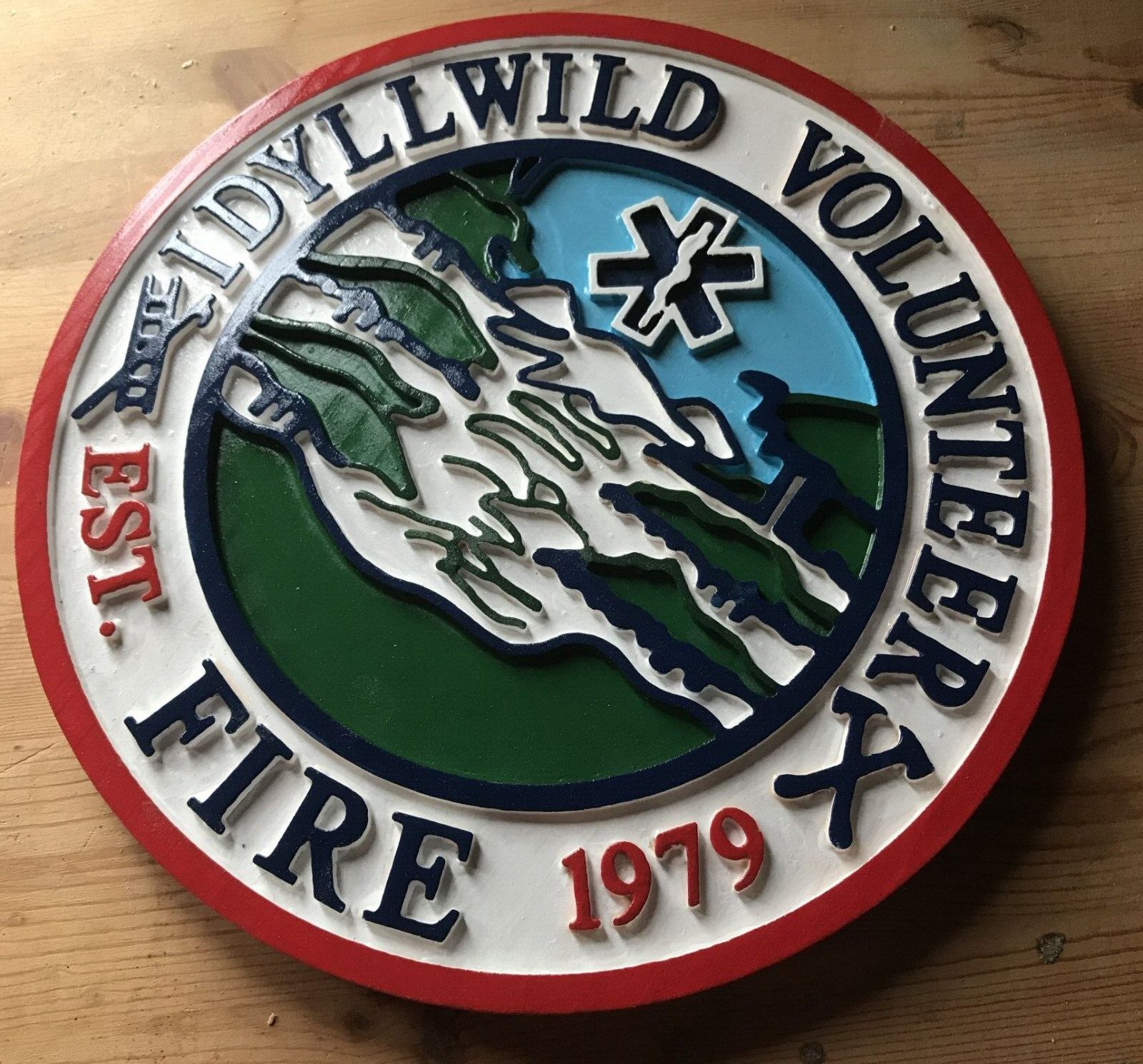 Fire Department Idyllwild Volunteer 3D routed wood patch plaque sign Custom