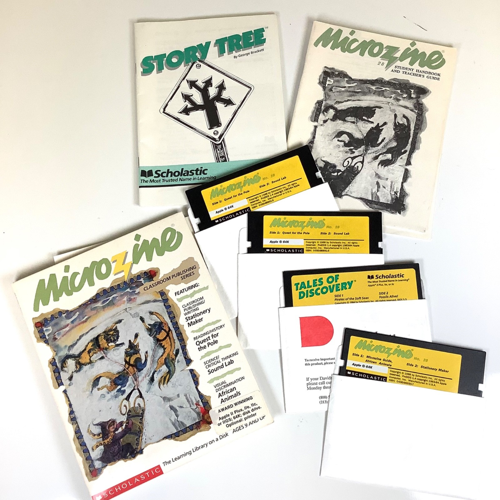 Scholastic Microzine Apple II Software Floppy Disks Classroom Series UNTESTED