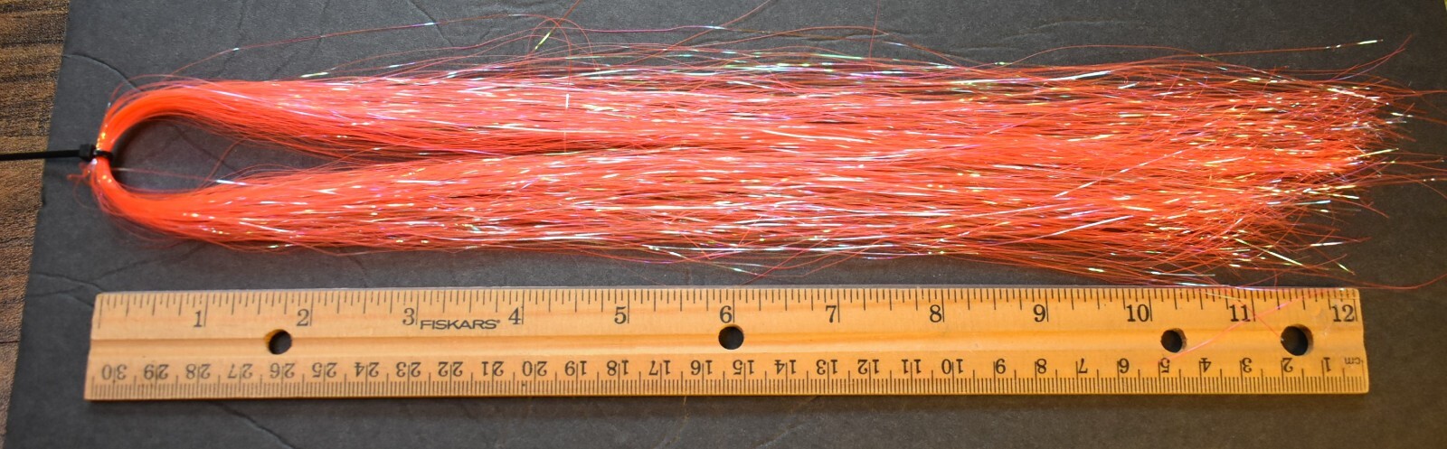 12"  Pearl Orange Mix Hank Flashabou Fly Tying, 400 Strands