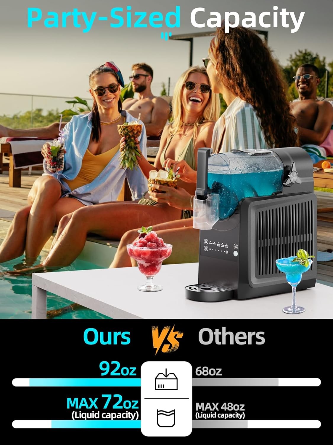 VNN Slushie Machine 92 oz Slushy Machine for Home 5 Preset Programs Auto-Clean