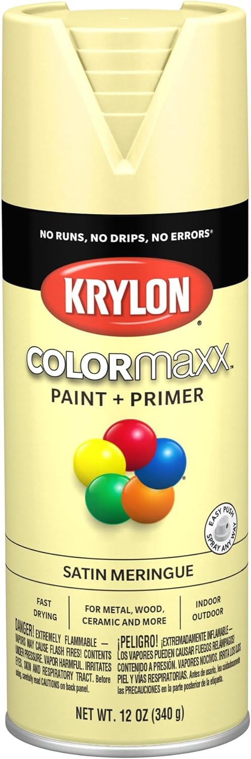 Krylon COLORmaxx Satin Meringue Yellow Spray Paint 12oz Can