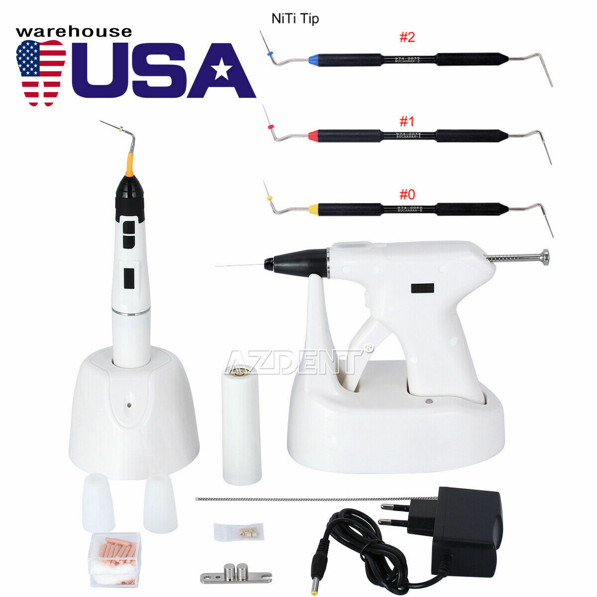 Dental Obturation Endo System Gutta Percha Heated Pen+Gun/Hand Plugger Tips