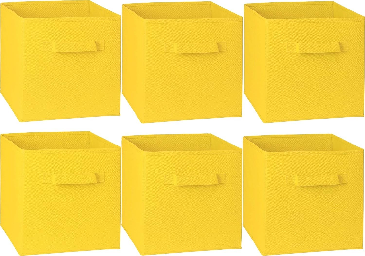 Space-Saving 6-Pack Yellow Foldable Cube Bins - Lightweight and Sturdy Design