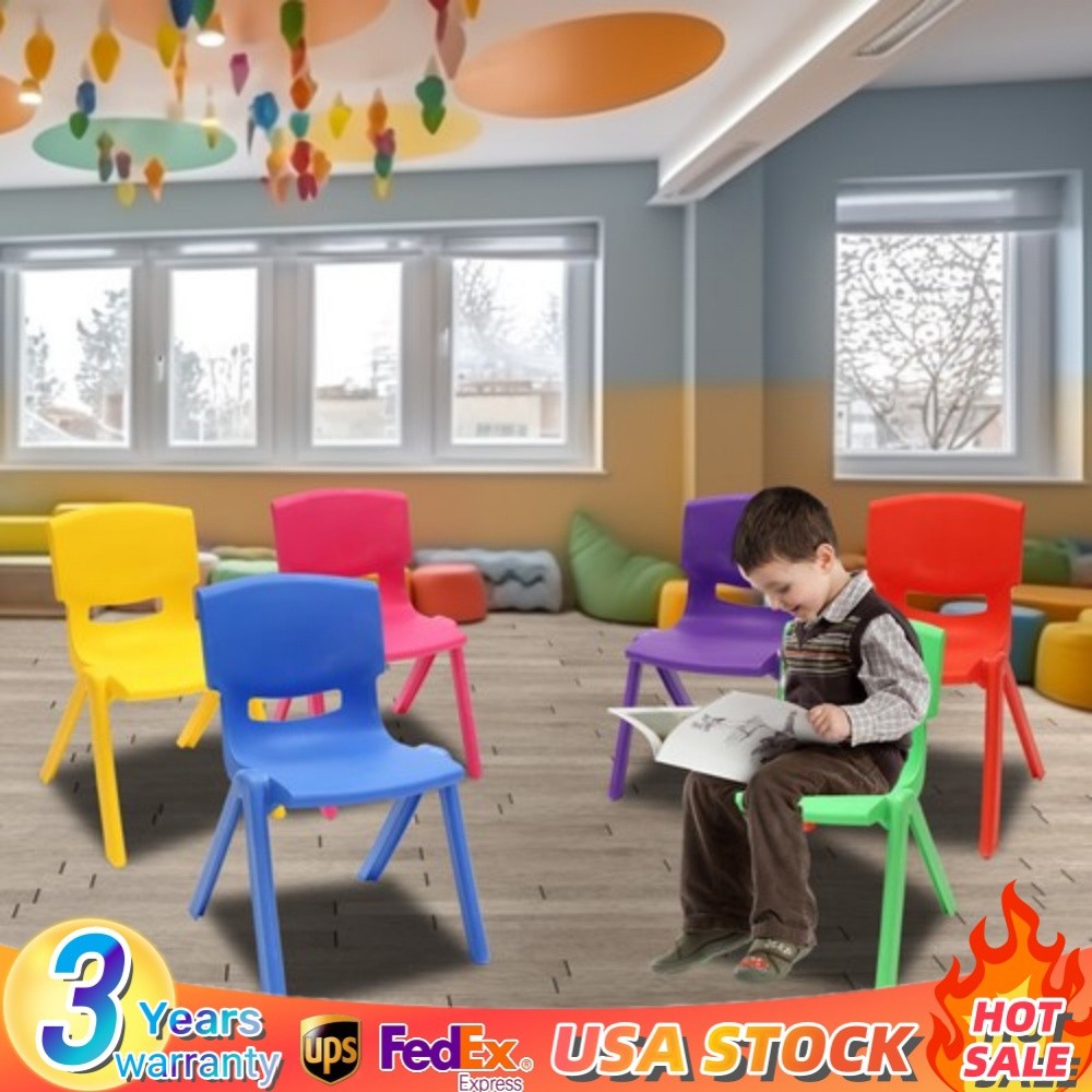 6x Stackable School Chairs Kids Playroom Daycare Learning Seating Plastic Chair