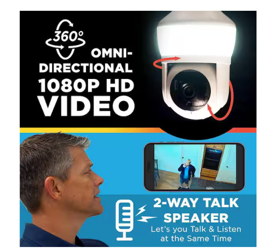 Sight Bulb Pro Wi-Fi Smart Security Camera & LED Light 360 View FHD 3MP