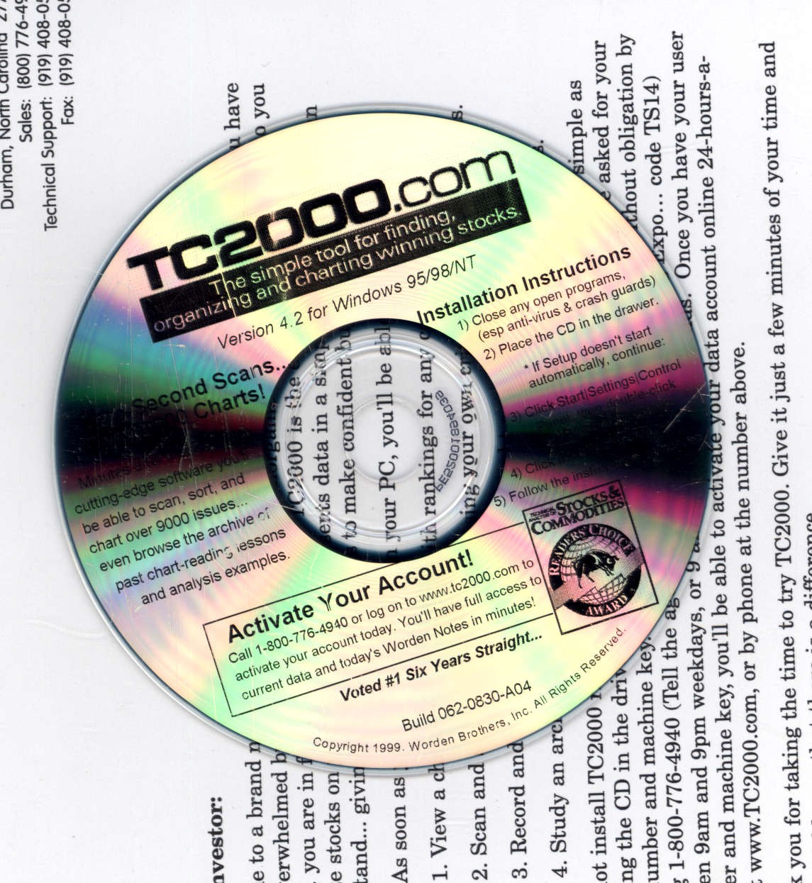 TC 2000 Version 4 for Windows 95, 98, NT * Software for Stock Charting WORDEN BR