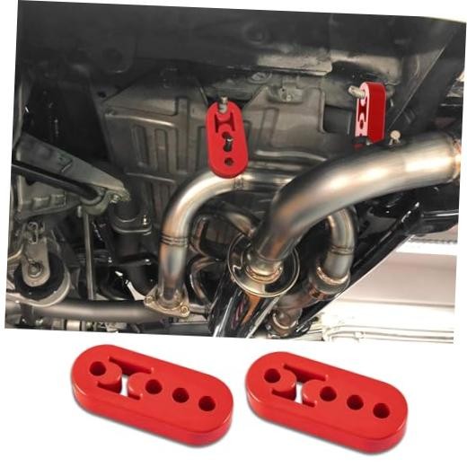 2PCS Car Rubber Exhaust Hanger, Rubber Muffler Hangers, Rubber 4 Hole Red