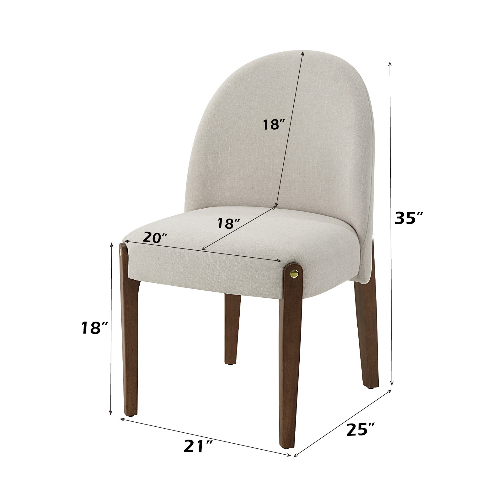 Gamarya White Fabric & Oak Finish Side Chair