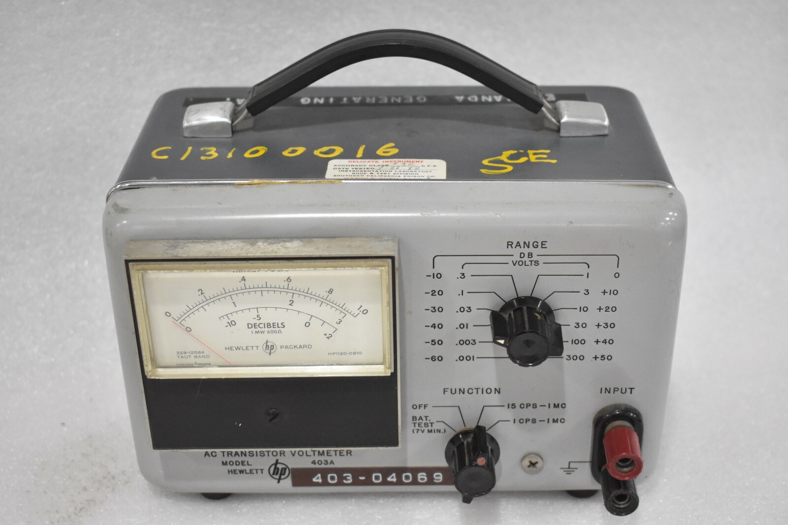 HEWLETT PACKARD 403-04069 TRANSISTOR VOLTMETER MODEL 403 VINTAGE