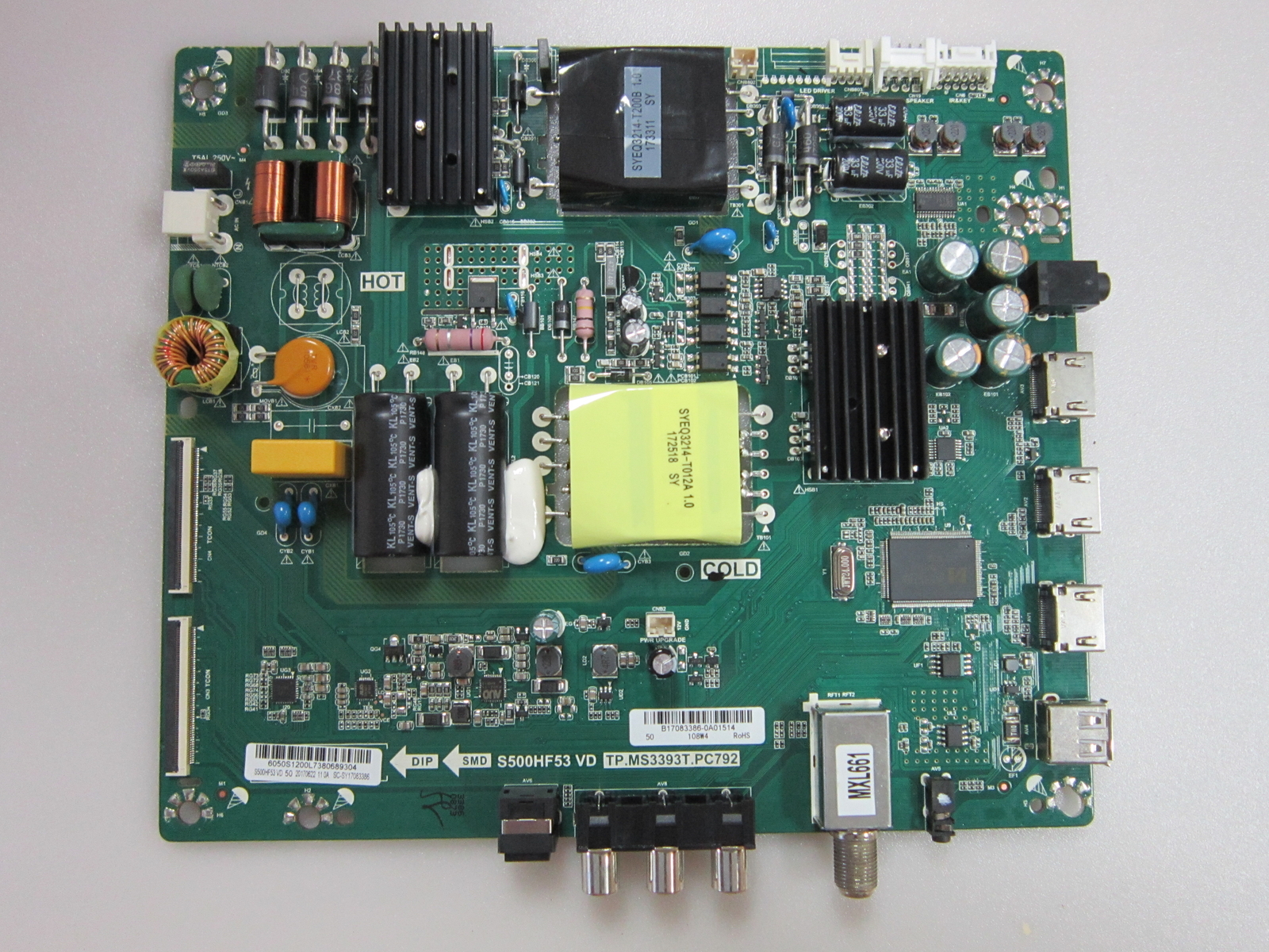 Insignia NS-50D510NA17 Main Board (TP.MS3393T.PC792) 60.50S12.00L