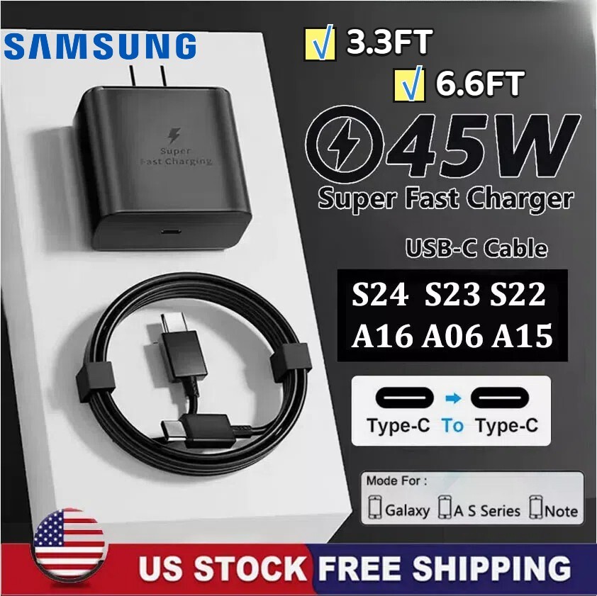 Original Samsung 45W Super Fast Charger USB-C Cable for Galaxy S21 S22 S23 S24