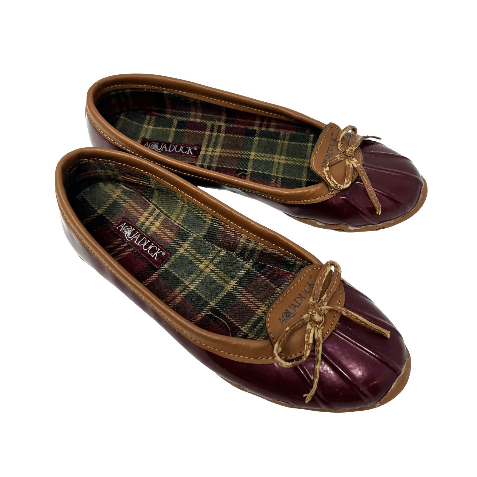 Aquaduck “Sail” Burgundy Brown Bow Detail Flats Shoes size 7
