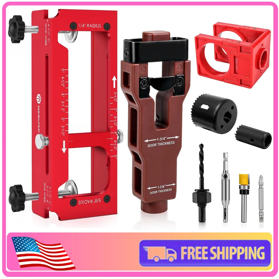 Adjustable Door Hinge Mortise Jig Kit for Router 2.5 to 5 Inch Hinges and Lat...
