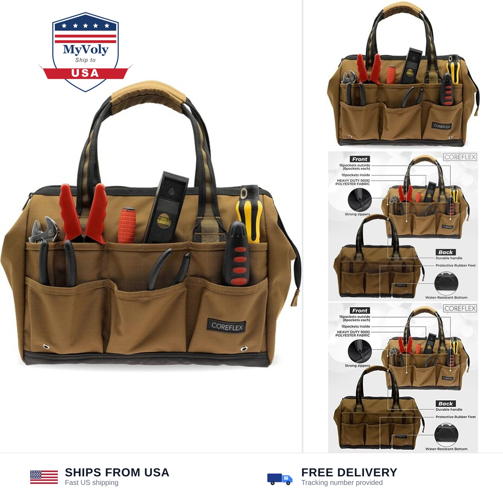 Coreflex 14 inch Wide-Mouth Tool Bag, Gear Bag, Multiple Purpose - for Plumbe...