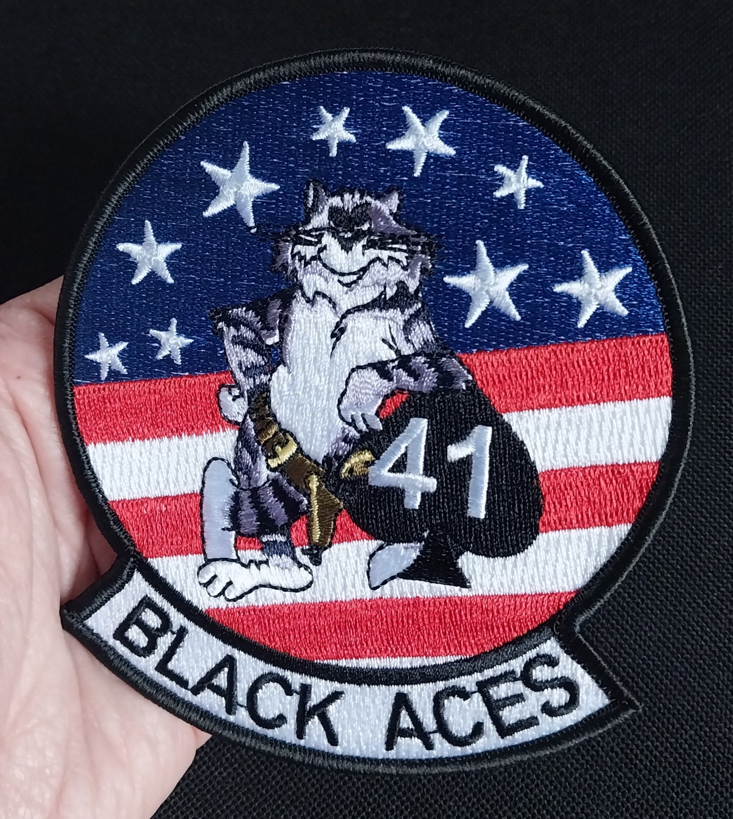 NAVY TOMCAT ~ BLACK ACES VF-41 F-14 Embroidered Iron On Military PATCH