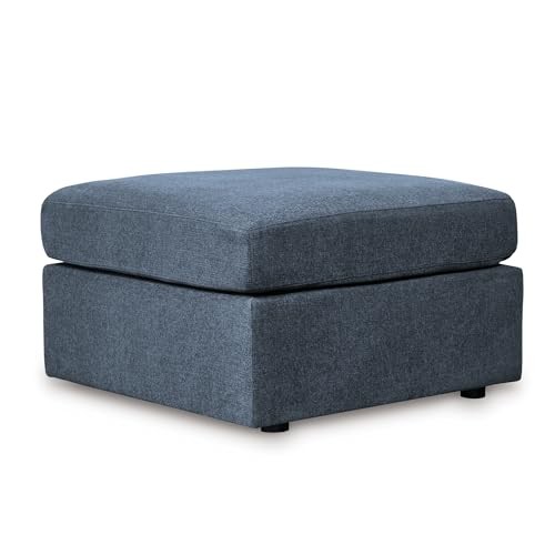 Modmax Contemporary Stain Resistant Square Oversized Symmetrical Blue Ottoman