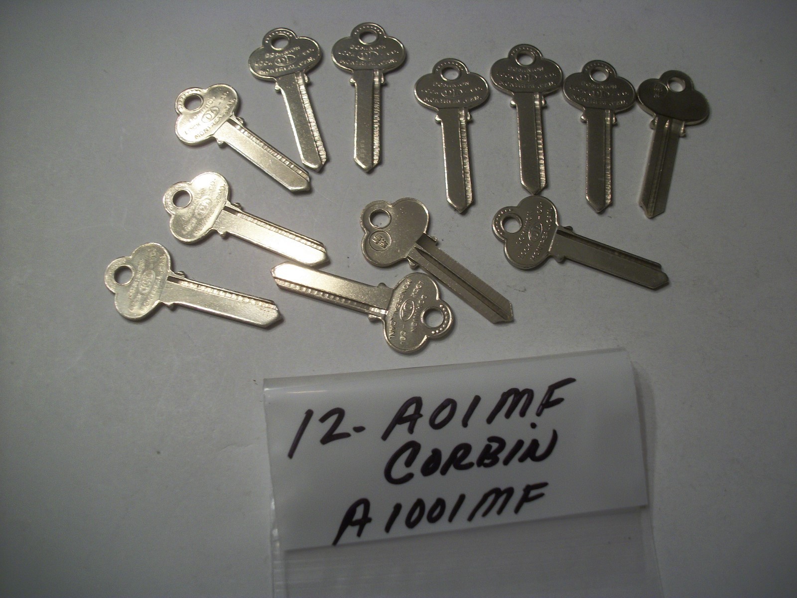 Locksmith LOT of 12, Key Blanks for CORBIN, A01MF, A1001MF, Uncut