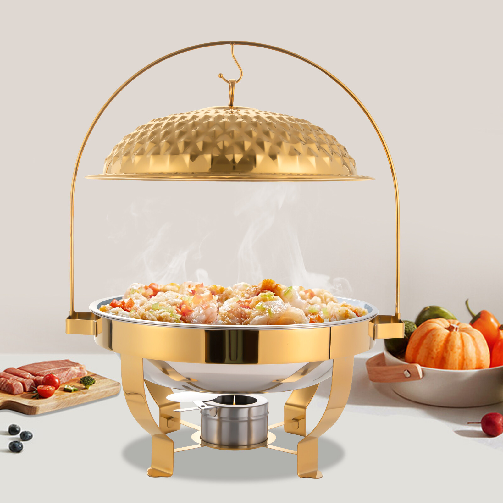 New Stove Hanging Lid Dining Stove Chafing Dish Buffet Set Stove Food Warmer 8L