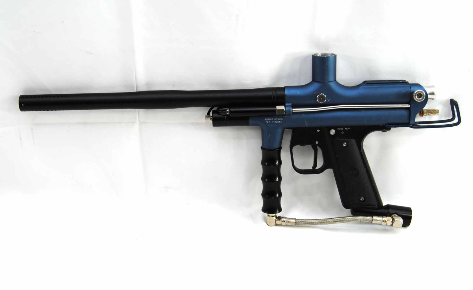 Used WGP Paintball Trilogy Autococker Marker Single Trigger Blue Eclipse Barrel
