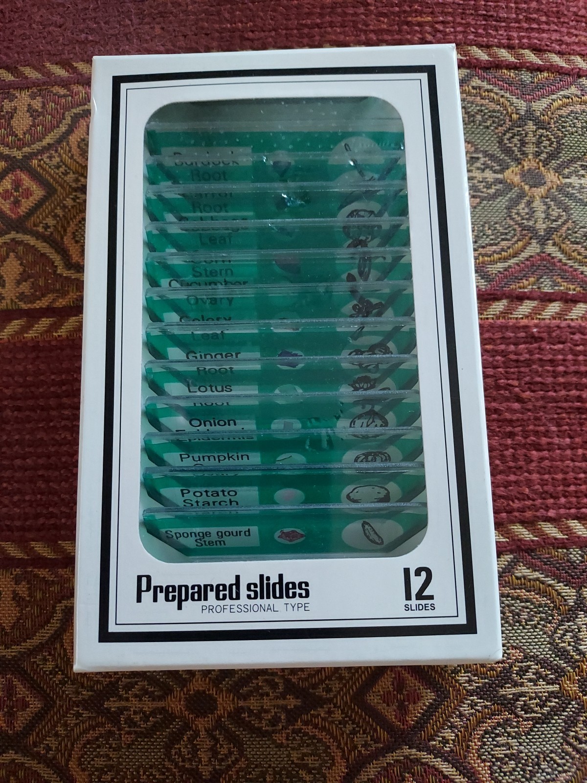 Two 12 Pcs Prepared Microscope Slide Boxes - Professional Type - Plants