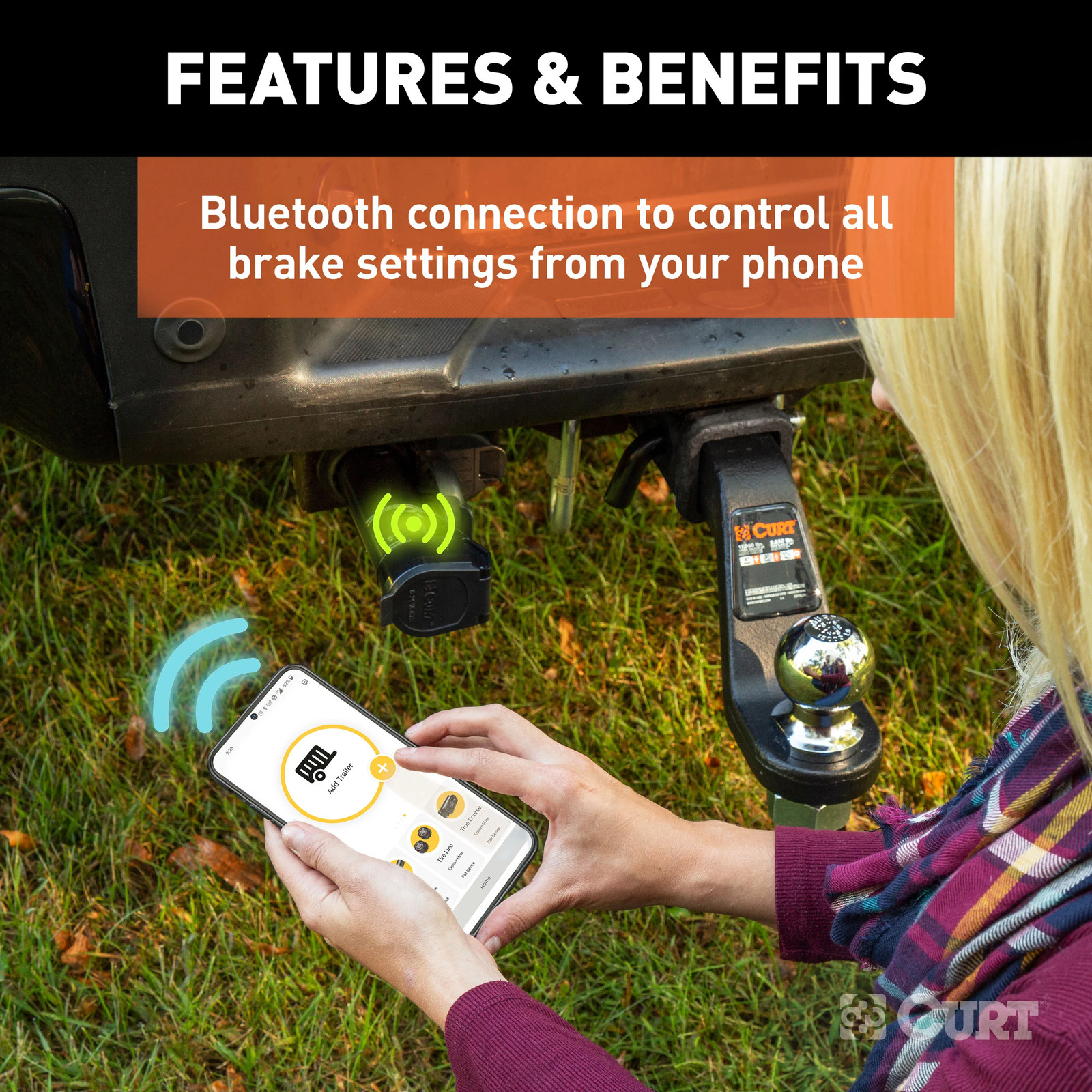 Curt Trailer Brake Controller 7 way Echo Mobile Bluetooth Smart Phone Connection
