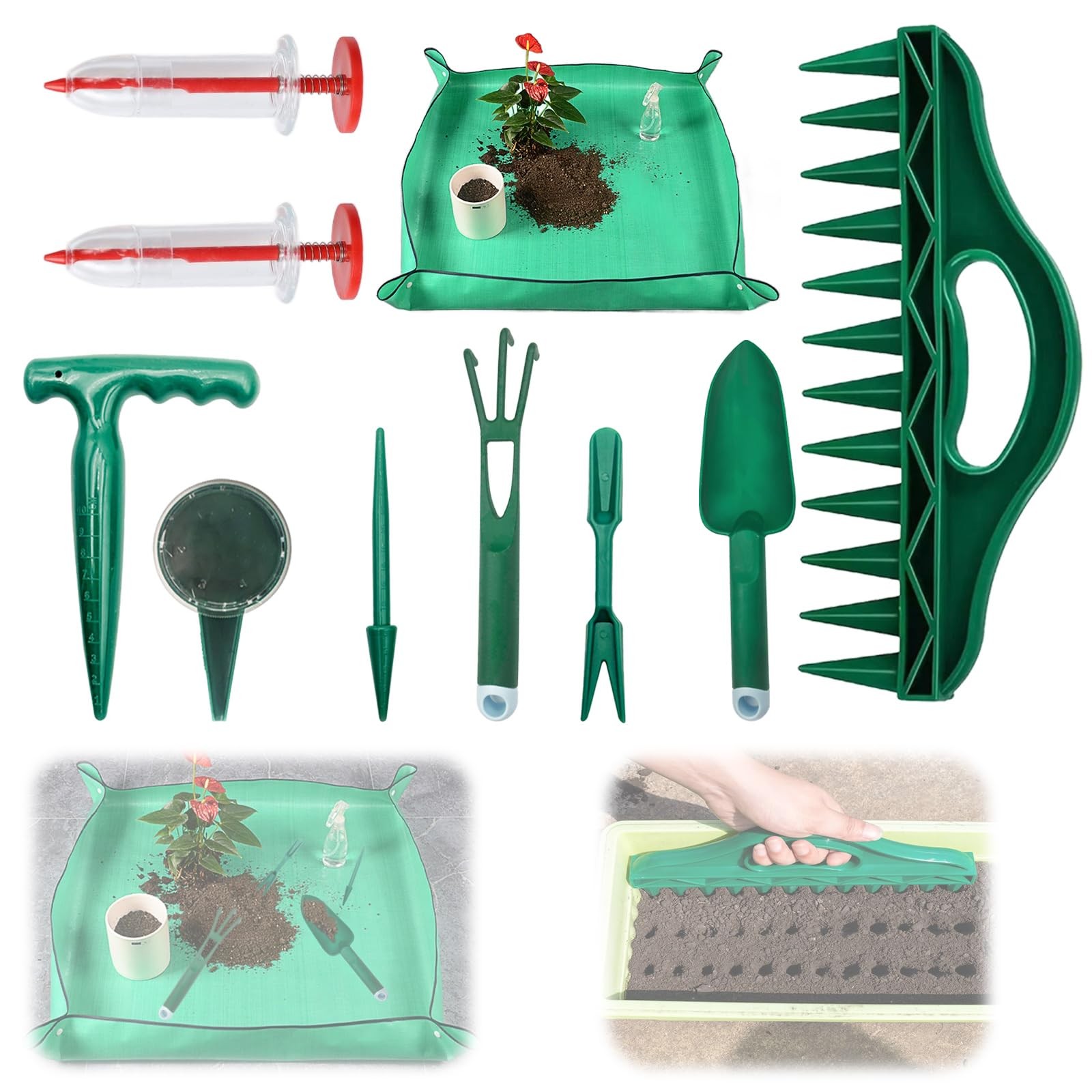 2026 Upgraded All-in-One Gardening Tool Kit: Thickened Repotting Mat, 10 Pcs