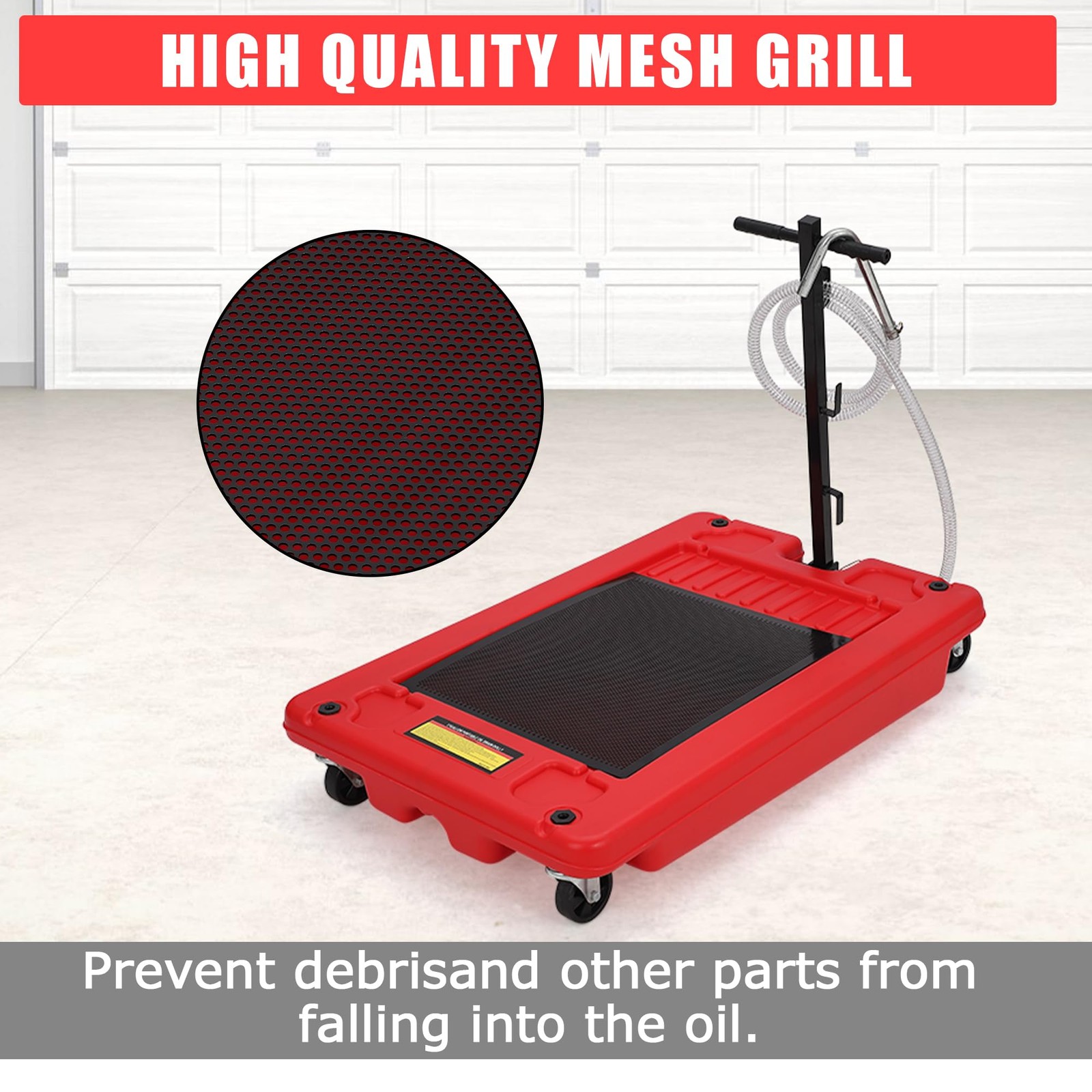 ⭐17Gallon Oil Drain Pan w/12V Electric Pump,Low Profile Oil Change Pan w/Handle