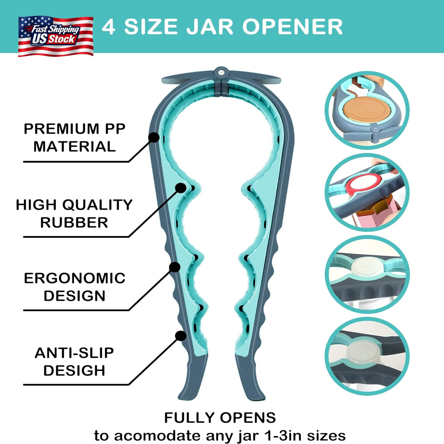 Jar Opener for Weak Hands, Seniors with Arthritis, 5 in 1 Multi Function Bottle
