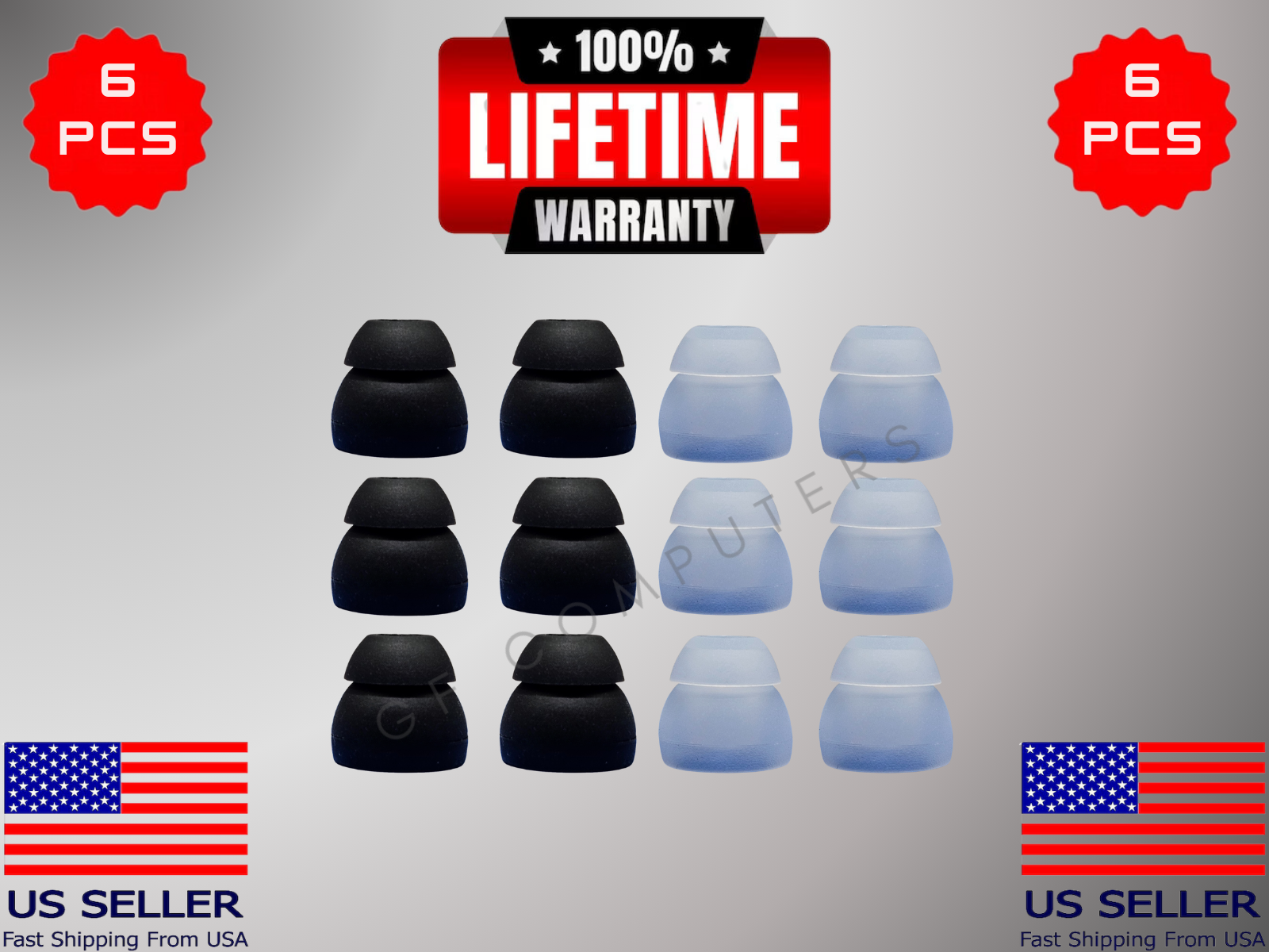 6 Silicone MED Double 2 Layer Tips Earbuds For Marshall Mode Motif True