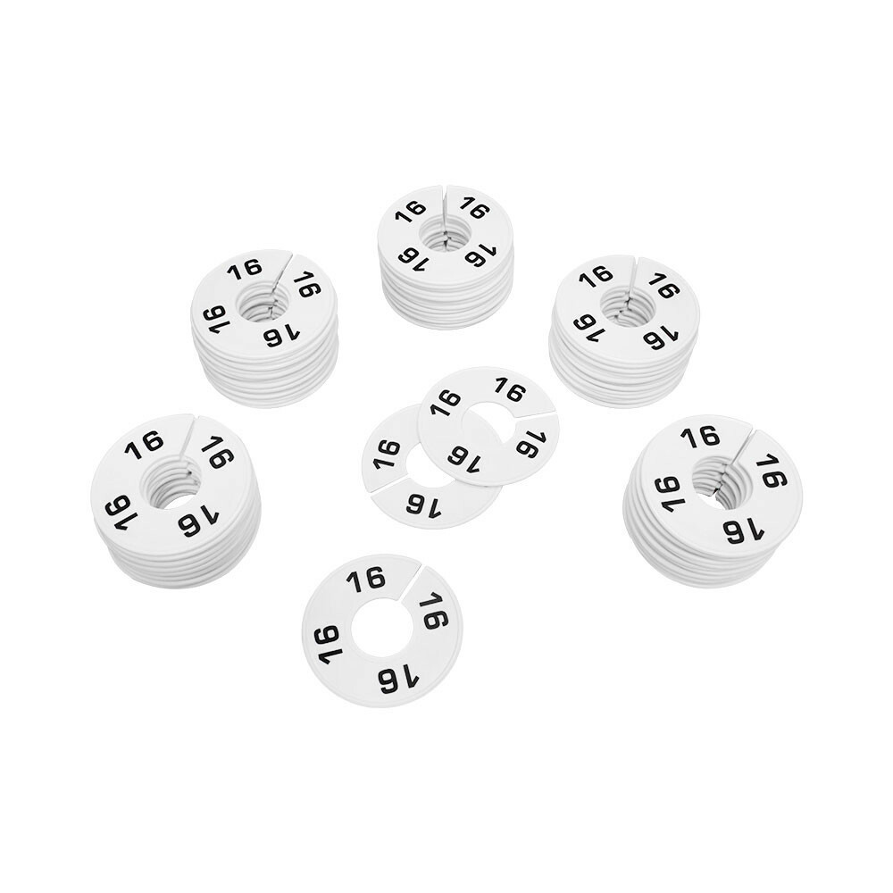 10 PC 3-1/2" Clothing Rack Sizes 16 Dividers Hangers White Plastic Round