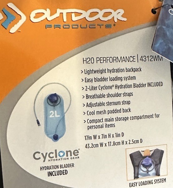 Outdoor Products Small Black Blue Hydration Pack with 70oz/2L Bladder Backpack