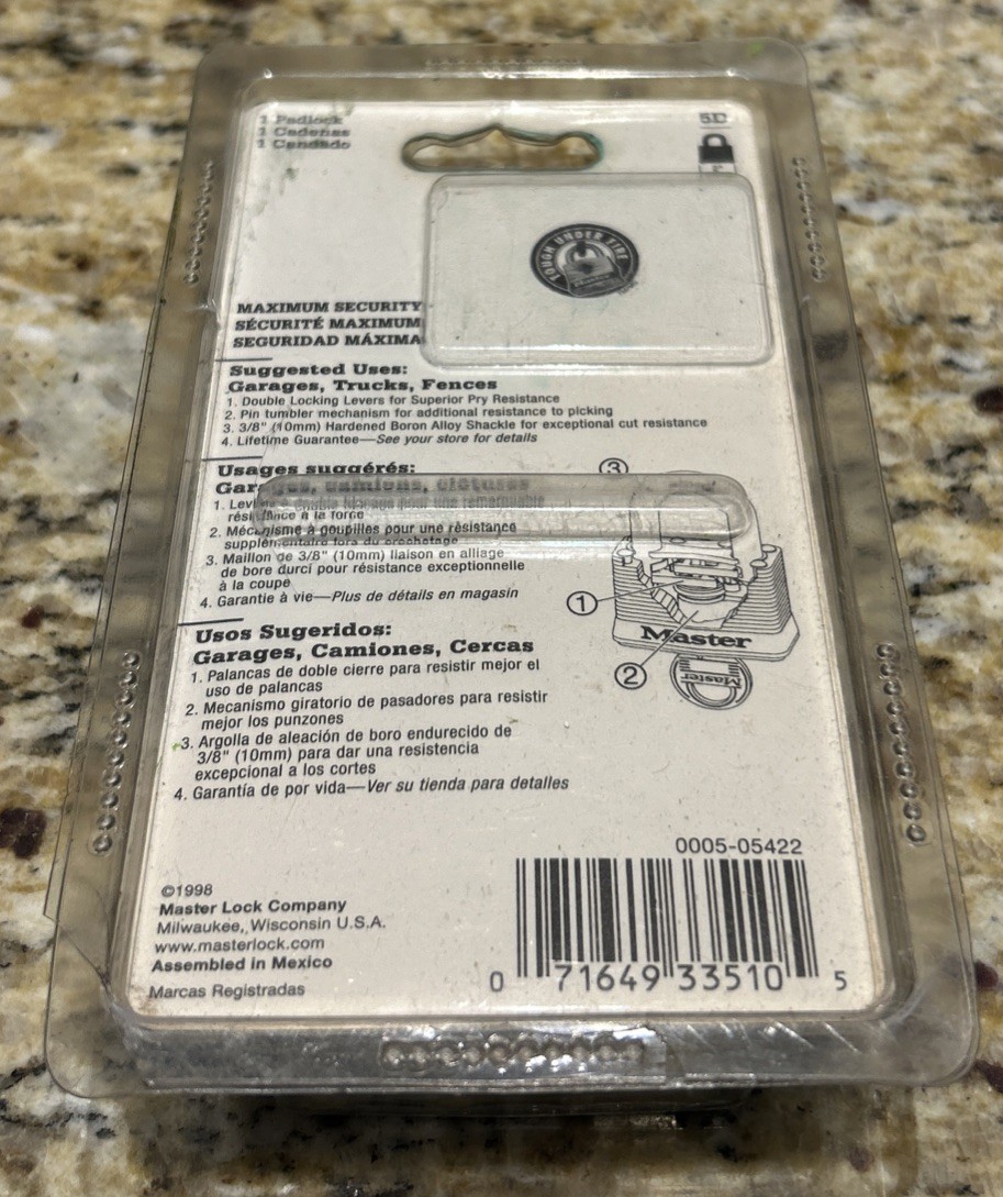 Master Lock Maximum Security Keyed Padlock NEW SEALED