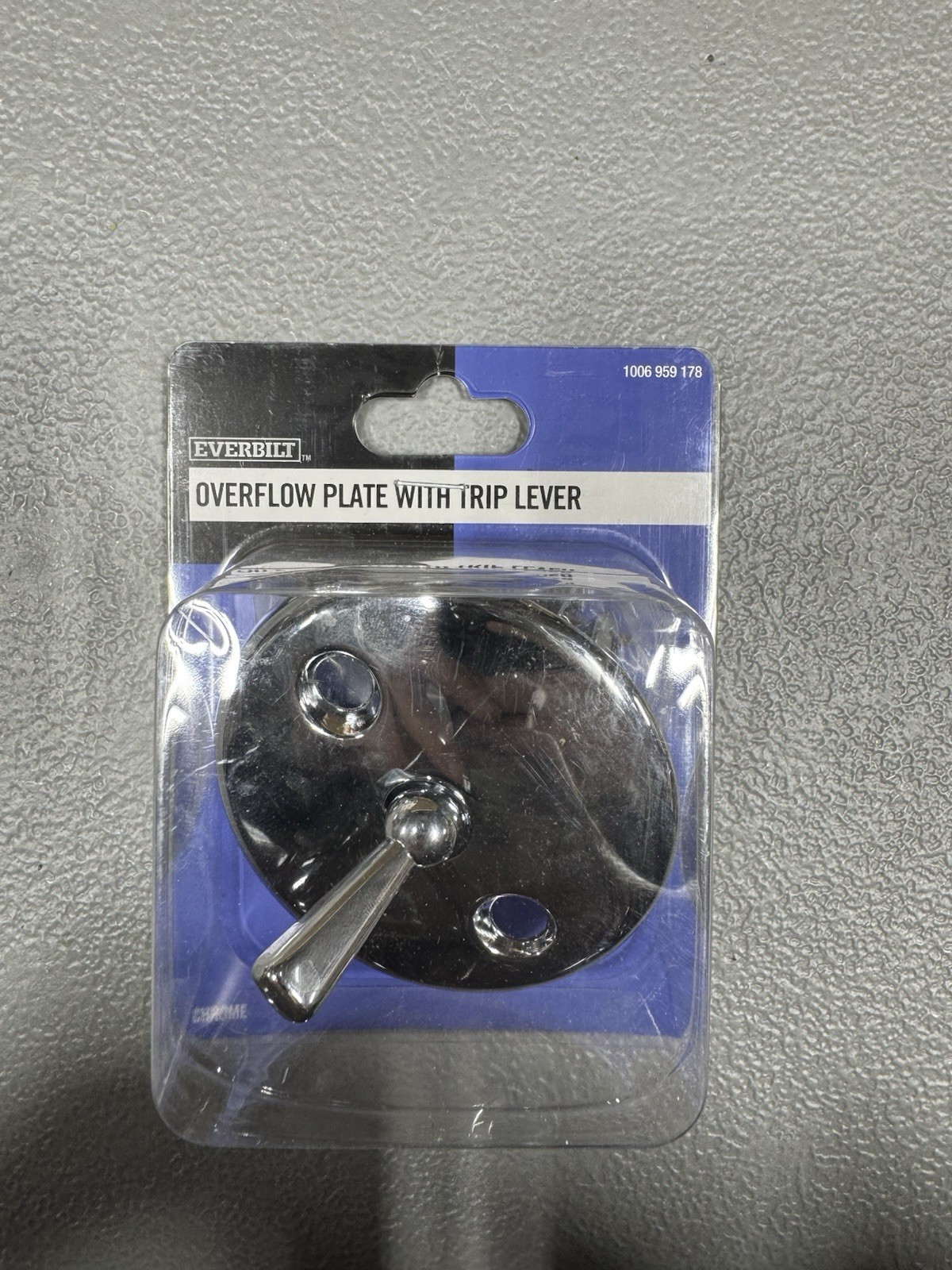 EVERBILT OVERFLOW PLATE WITH TRIP LEVER 1006-959-178 863009 CHROME TUB & SHOWER