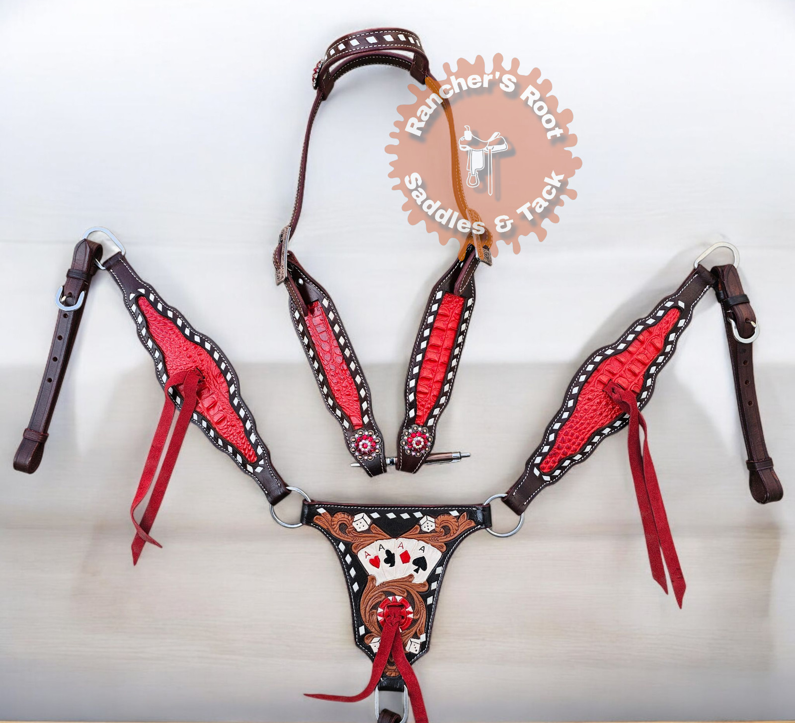 Western Tack Set Horse |  Red Gator Gambler Tooling Tack Set Cob Size
