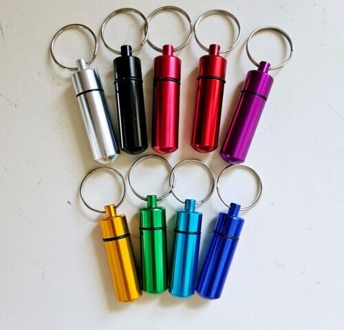 2" Waterproof Aluminum Stash Pill Box Trinket Paper Money Stash Holder Keychain