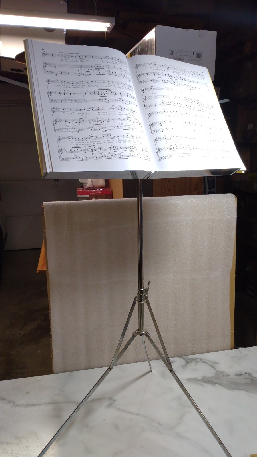 Vintage Chrome Collapsible Music Stand Adjustable With Carry Case