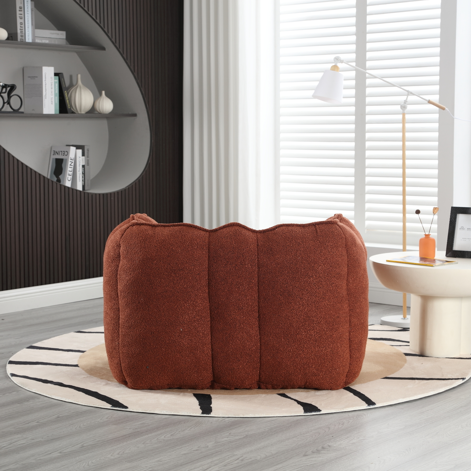 Bean Bag Chair +Footstool Armrest Bean Bag Chair Lazy Sofa Living Room Red Brown