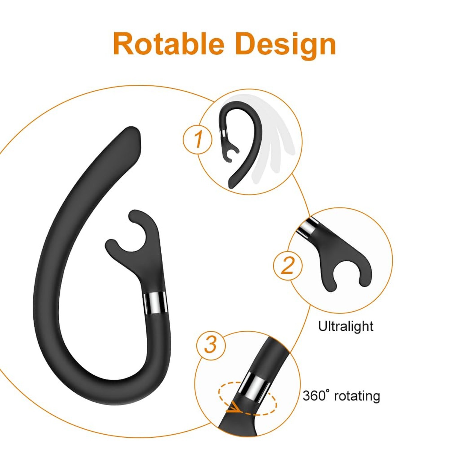 New bee Ear Hooks Replacement Ear Hook Clips- Snap-in Headset Spare Clamp Hoo...