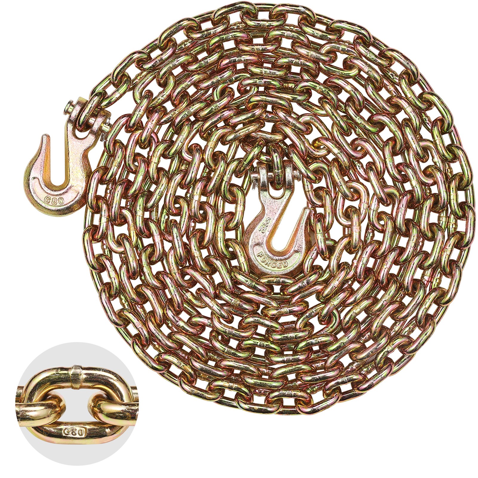Uimoso Binder Chain 5/16" x 14' G80 Tie Down Tow Chain with Two Hooks 4900 lbs