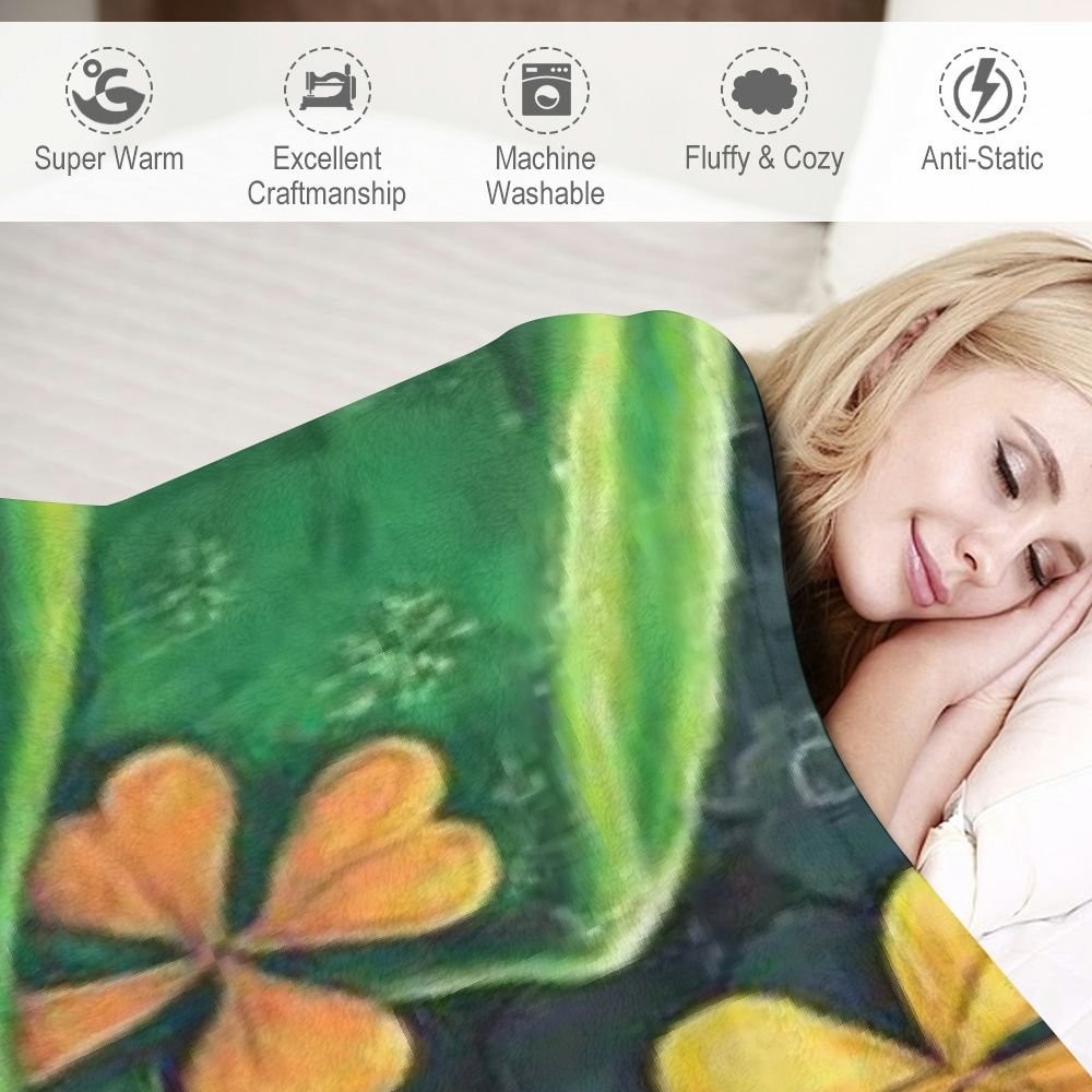 St. Patrick Lucky Green Throw Blanket US Soft Plush